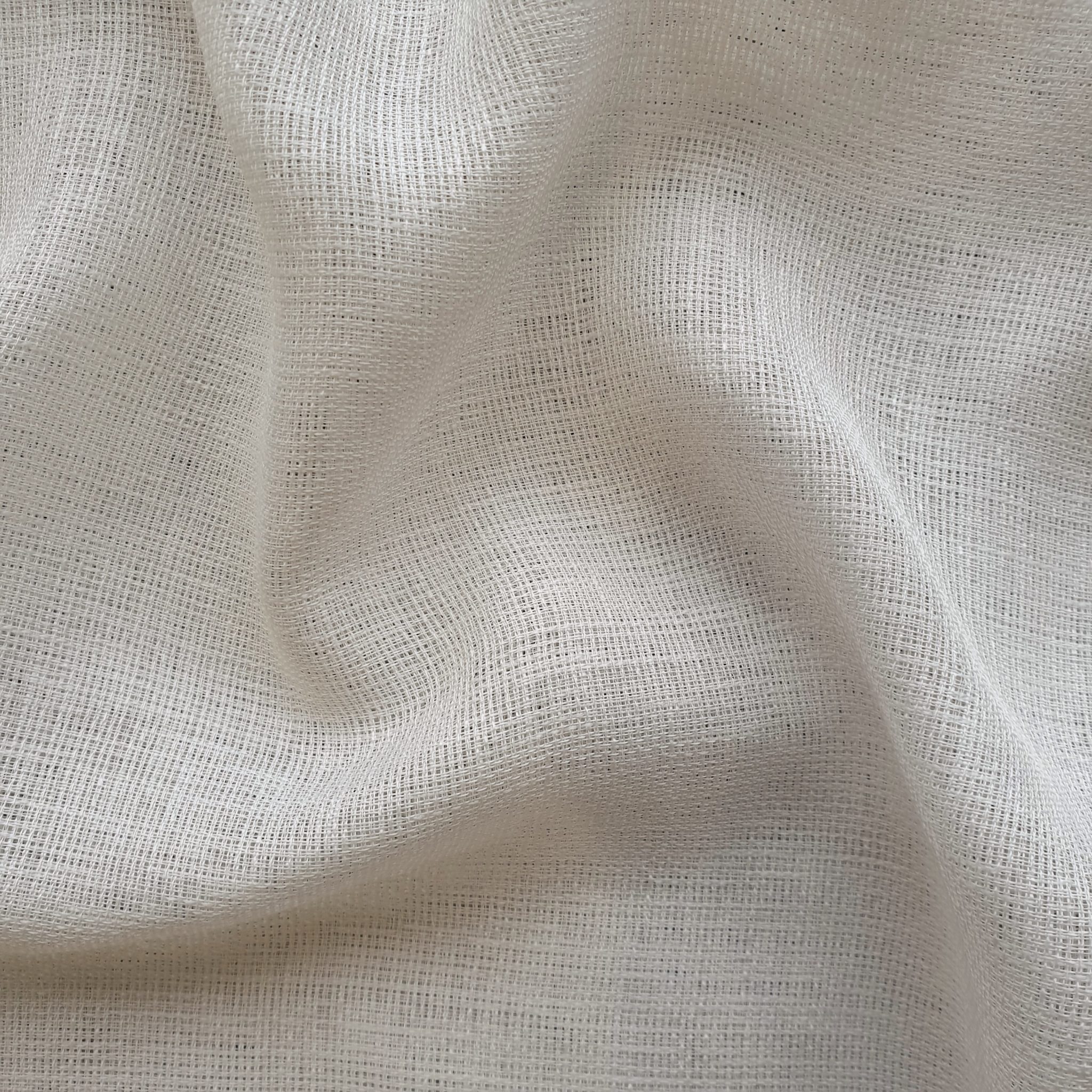 Milas White Clay - FR 3m Wide Voile - Flame Retardant - Linen Look